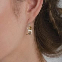 Amanda Coleman Stag & Fern Earrings Half Hoops Silver & Gold