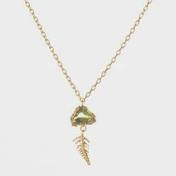 Amanda Coleman Tourmaline Necklace With Fern Drop Pale Green New