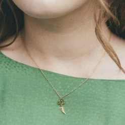 Amanda Coleman Tourmaline Necklace With Fern Drop Pale Green New