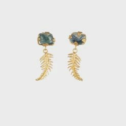 Amanda Coleman Tourmaline Stud Earrings With Fern Drop