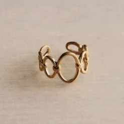 New Bazou Adjustable Gold Steel Ovals Ring