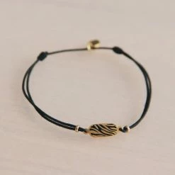 Bazou Black Elastic Bracelet Zebra Print New