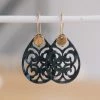 Bazou Black & Gold Resin Earrings New