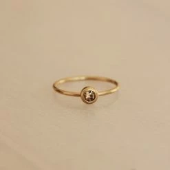 New Bazou Champagne Stone On Gold Ring