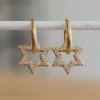 Bazou Clear Crystal Star Gold Earrings