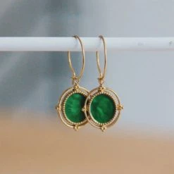 Bazou Delicate Green Gold Earrings