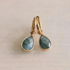 Bazou Grey Pear Drop Gold Earrings