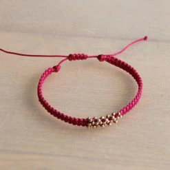 Bazou Macrame Bracelet With Gold Details – Fuchsia New