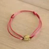Bazou Satin Bracelet With Au Revoir Charm - Red/Pink