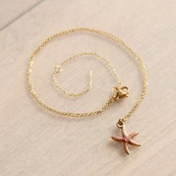 Bazou Stainless Steel Necklace With Peach Star