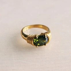 New Bazou Steel Ring With Zirconia Stone – Green