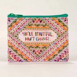 New Blue Q You're Beautiful Don't Change Coin Purse