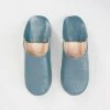 New Bohemia Moroccan Babouche Slippers Blue Grey