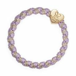 By Eloise Bangle Band Gold Heart | Woven Lavender