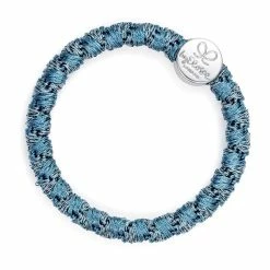 New By Eloise Bangle Band Silver Circle | Woven Atlantic Blue