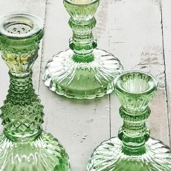 Casa Verde Terrace & Garden Glass Candlestick Tilda Spring Green New
