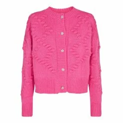 Co'couture Bubble Knit Cardigan Pink New