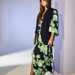 New Co'couture Green Rose Wrap Dress