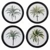 Coach House Round Framed Palm Pictures Set Of 4 New