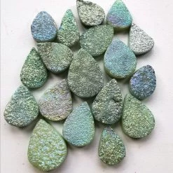 Default Green Druzy Faceted Pear Briolette Bead