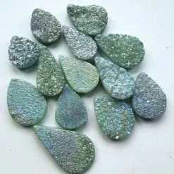 Default Green Druzy Large Faceted Pear Briolette Bead Beads