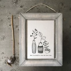 East Of India Ink Flower Picture Don't Be Afraid Homewares