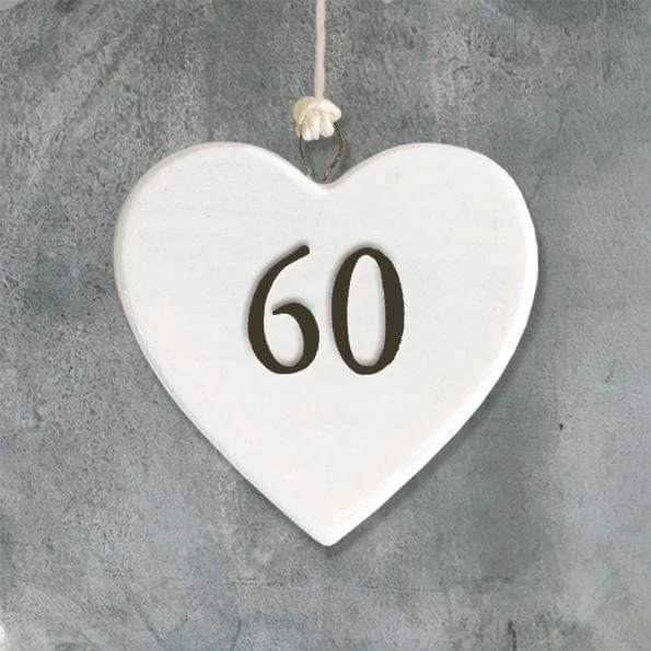 Buy 🌟 Homewares East Of India Porcelain Heart - Age 60 😉 1 Homewares East Of India Porcelain Heart - Age 60