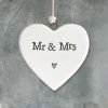 East Of India Porcelain Heart - Mr & Mrs