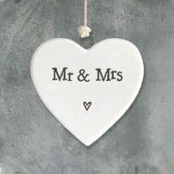 East Of India Porcelain Heart - Mr & Mrs