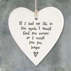 New East Of India Porcelain Round Heart-If I Had My Life Again