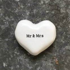 East Of India Mr & Mrs White Heart Token