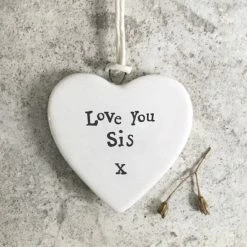 East Of India Porcelain Heart Love You Sis New