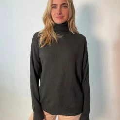 New Jumper 1234 Cashmere Roll Collar Khaki