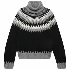 New Jumper 1234 Cashmere Roll Neck In Black And Cream