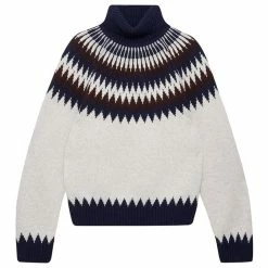 Jumper 1234 Cashmere Roll Neck In Navy And Silver