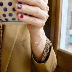 Lisa Angel Falling Double Hearts On Satellite Chain Bracelet- Silver New