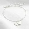 Lisa Angel Falling Double Hearts On Satellite Chain Bracelet- Silver New
