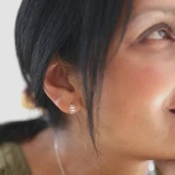 New Lisa Angel Fern Leaf Huggie Earrings Silver