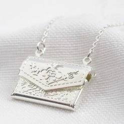 New Lisa Angel Silver Envelope Locket Necklace