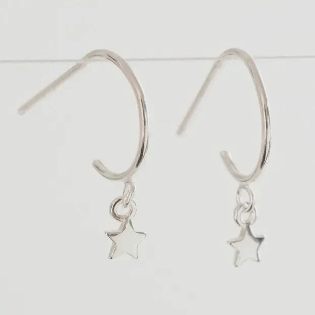 Hot Sale 🔔 Lisa Angel Sterling Silver Star Charm Hoop Earrings 🛒 1 Lisa Angel Sterling Silver Star Charm Hoop Earrings