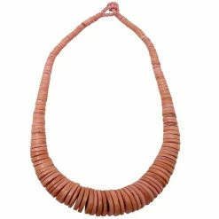 Lotusfeet Coconut Shell Beaded Necklace Pink New