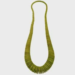Lotusfeet Coconut Shell Long Beaded Necklace Lime