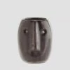Madam Stoltz Flower Pot Face Imprint Red Stoneware