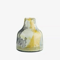New Madam Stoltz Glass Vase, White, Yellow, Grey