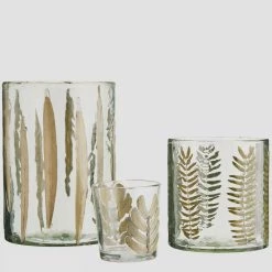 Madam Stoltz Glass Votives Clear Green New
