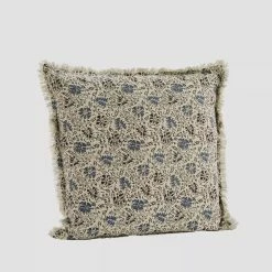 Madam Stoltz Printed Cushion Cover Beige Blue New