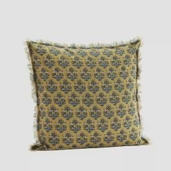 New Madam Stoltz Printed Cushion Cover Mustard