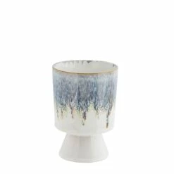 Madam Stoltz Stoneware Flower Pot - Blue