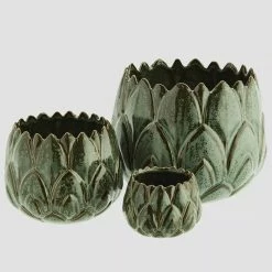 Madam Stoltz Stoneware Flower Pots (Set Of 3)