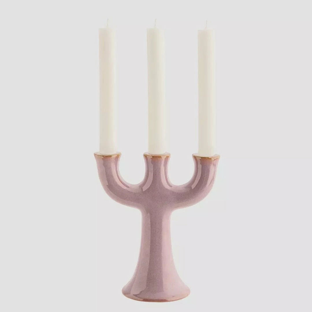 Promo 👏 New Madam Stoltz Three Candle Holder Lilac 👏 1 New Madam Stoltz Three Candle Holder Lilac
